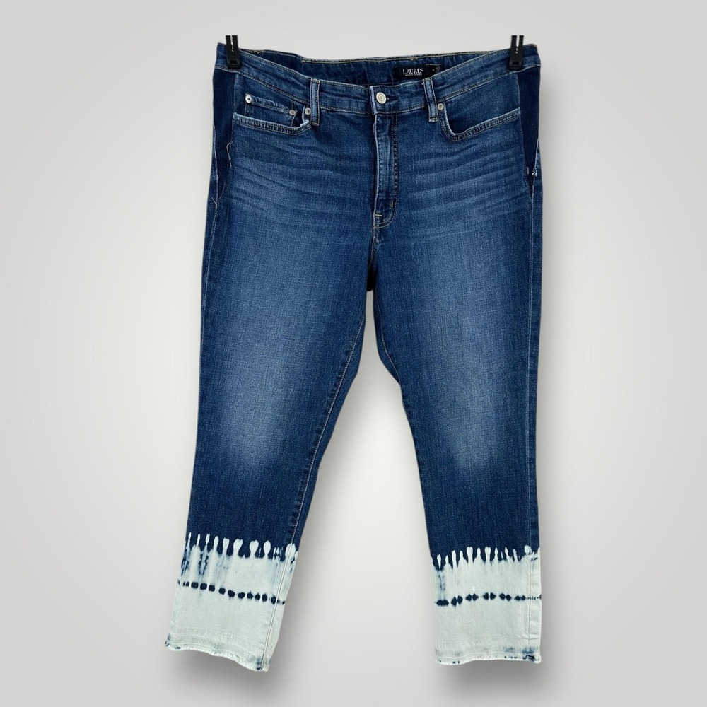 Lauren Ralph Lauren Tie Dye Crop Jeans Womens 16P Raw Hem High Rise Ankle